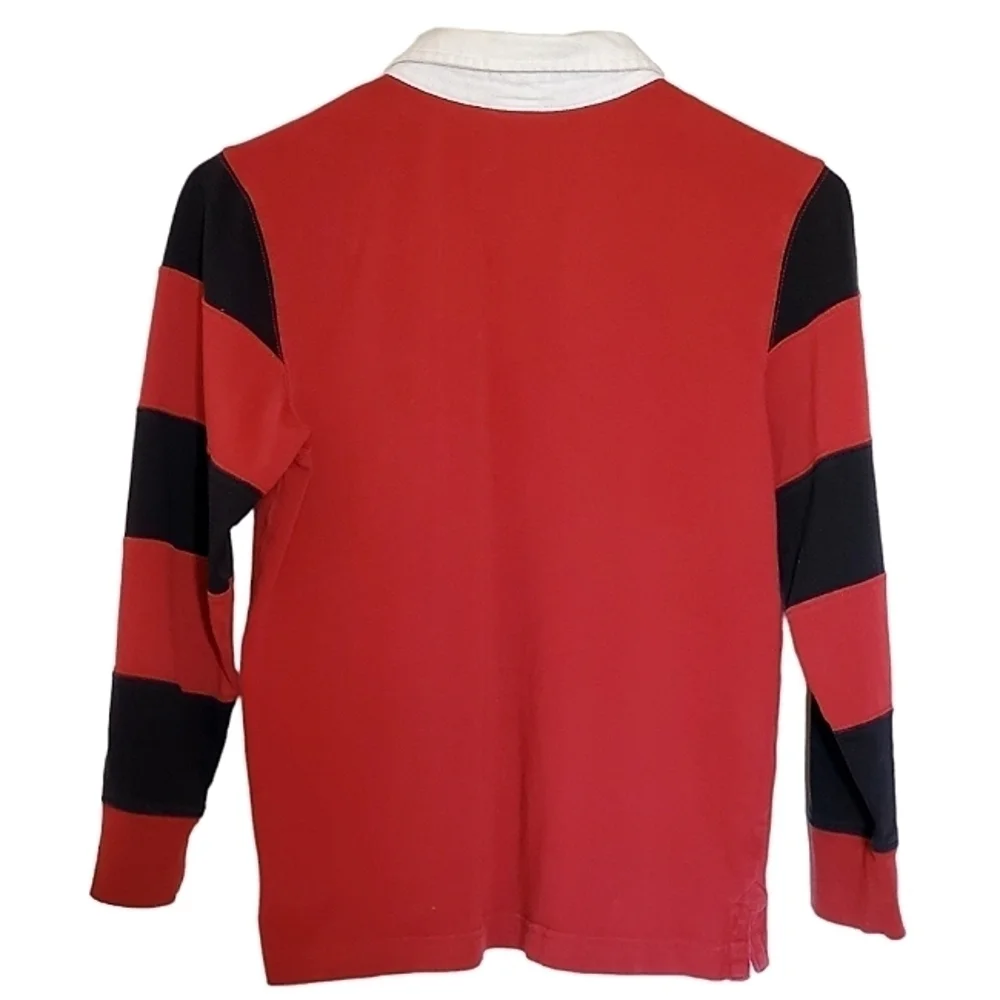 K1252 * Gymboree Boys Long Sleeve Rugby Shirt Red Black Size 8